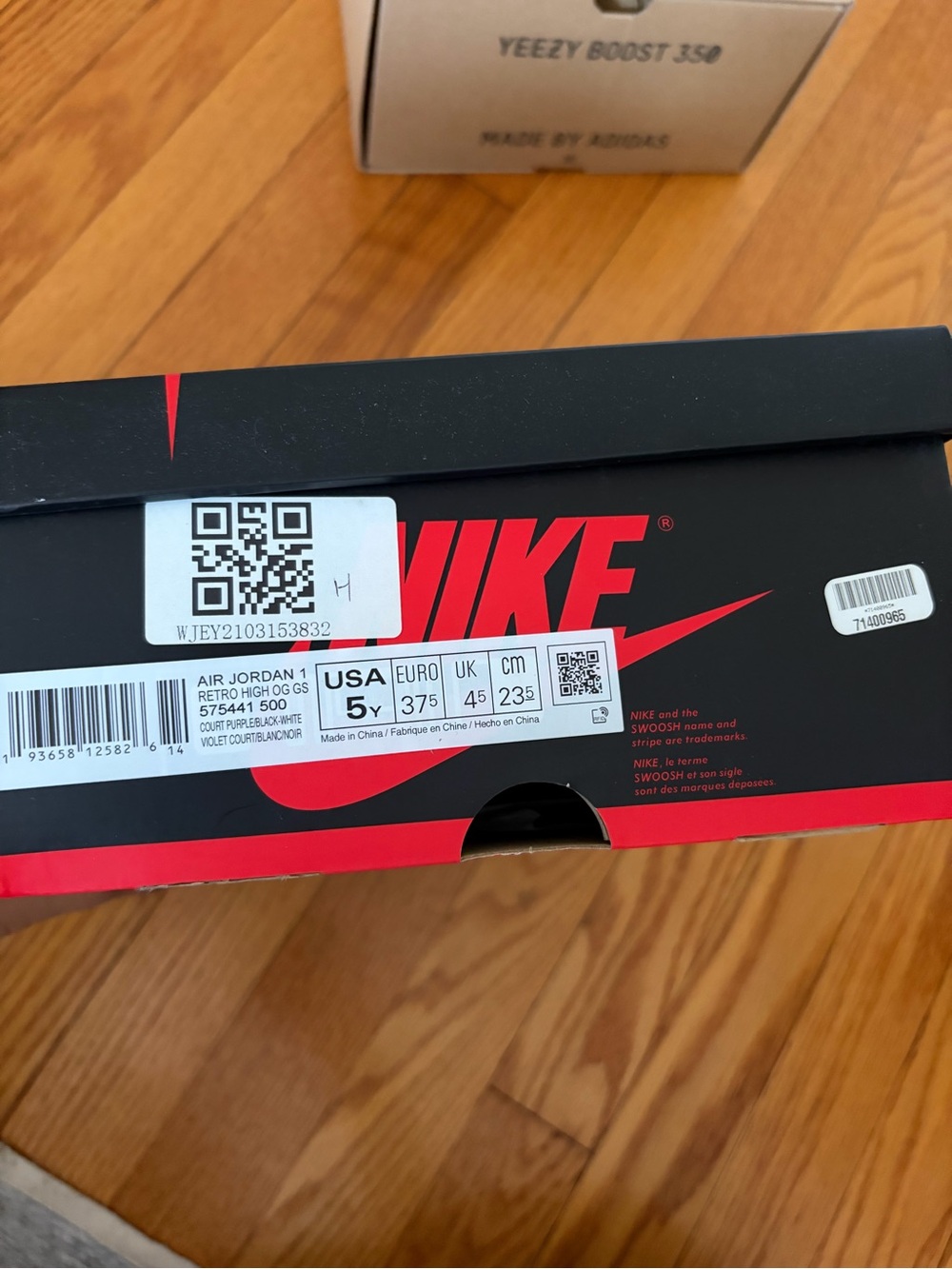 Air Jordan 1 Court Purple Size 5